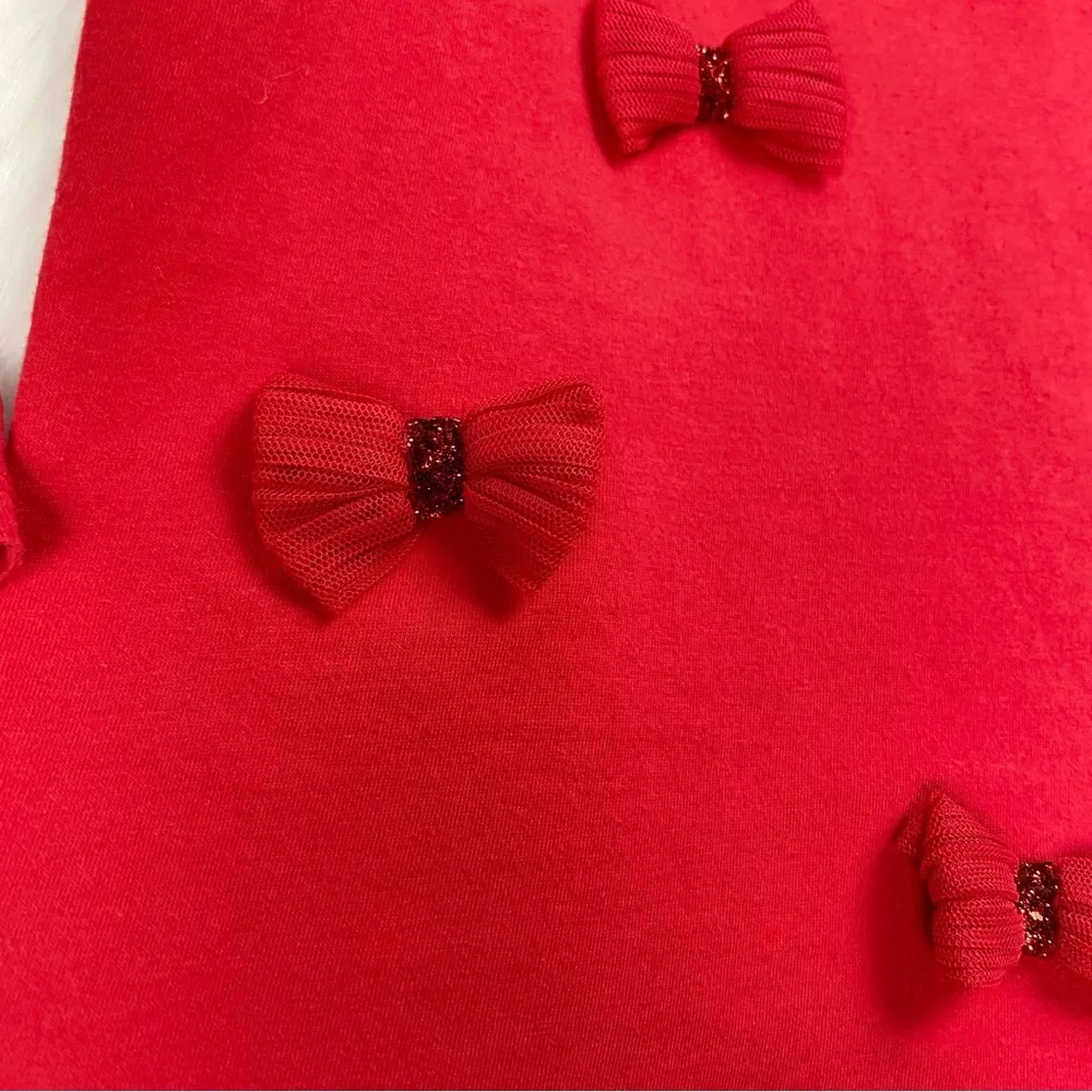 Carter's Girls Bow Embellished Long Sleeve Top Red